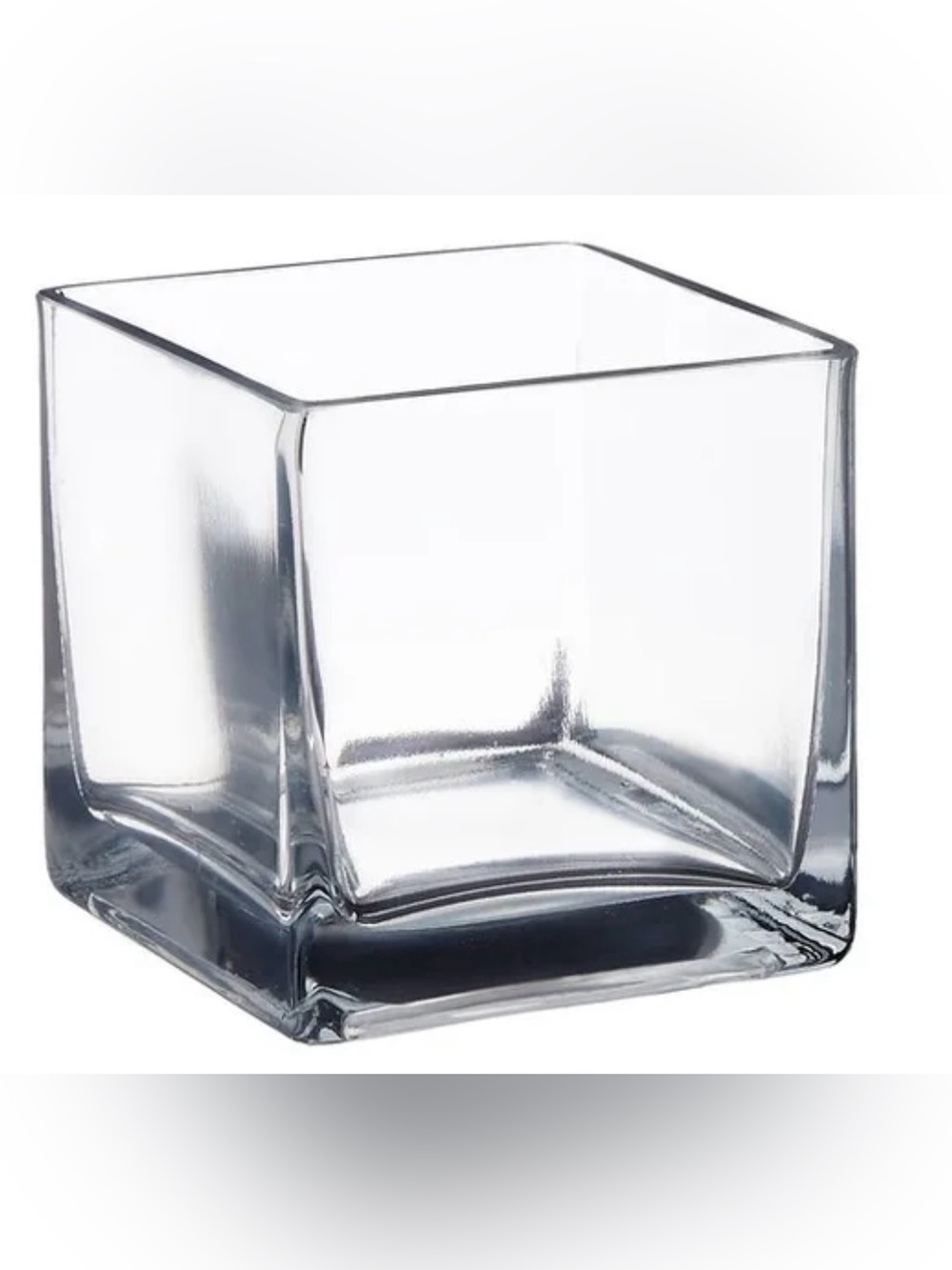 Heavy Clear Glass Square Cube Vase 5"x5"x5" Thick Base Flower Centerpiece
